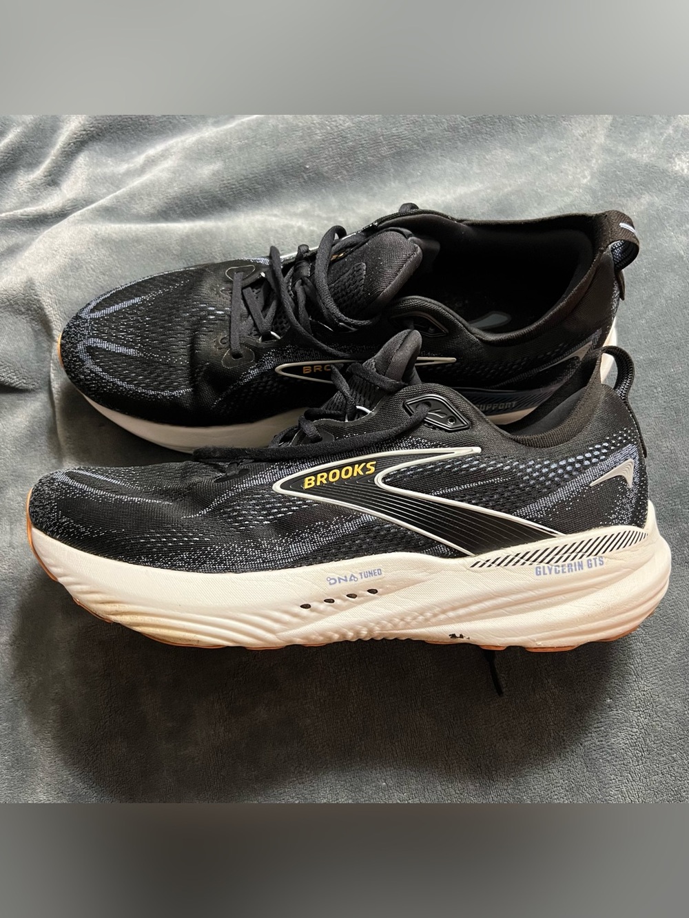 Brooks Glycerin GTS 22 DNA Tuned Men's Running Athletic Shoes Black/White 14(2E)